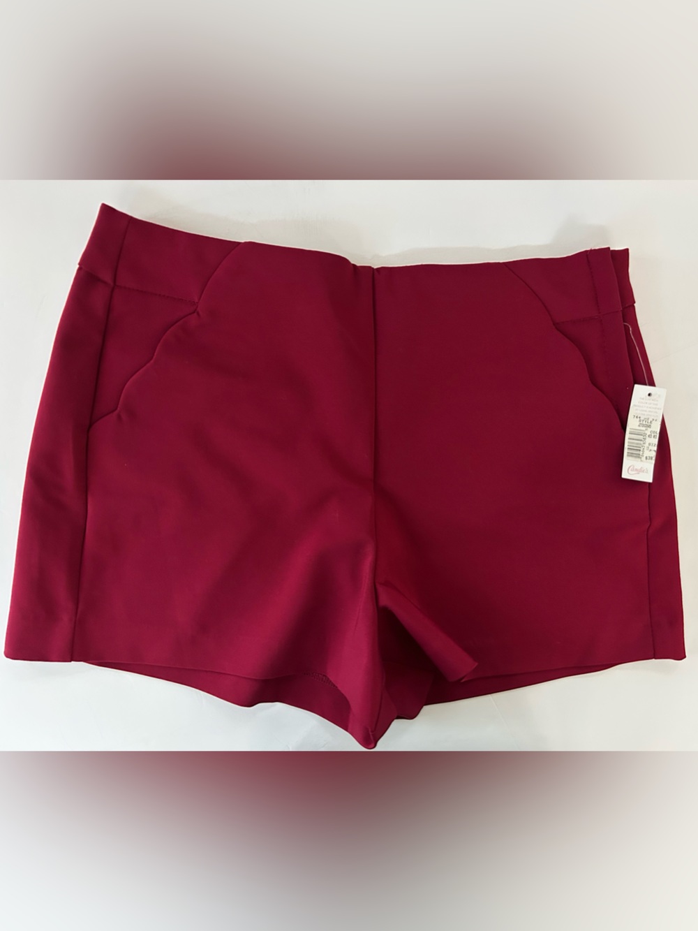 Candie's Scallop Hem Stretch Skort - Burgundy